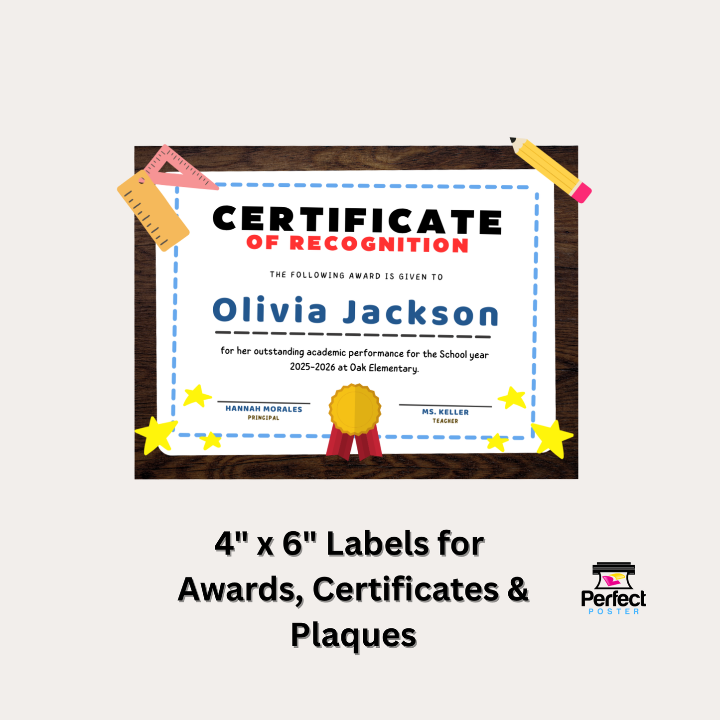 Awards Maker Supplies - 4" x 6" Labels - Certificate Maker - Awards - Certificates - Plaques Perfect School Tools