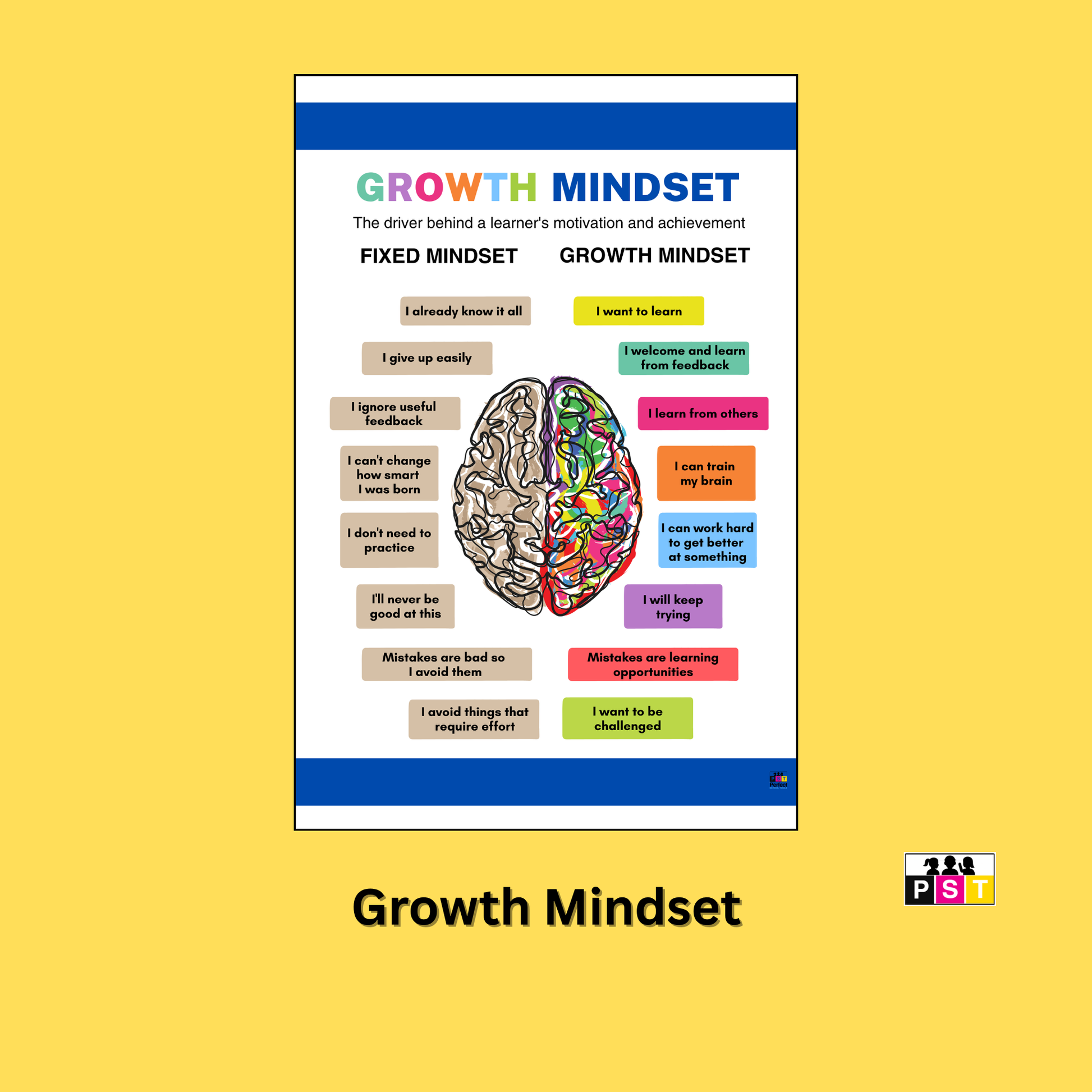 Growth Mindset Poster - School Poster Template - Perfect Poster - PST