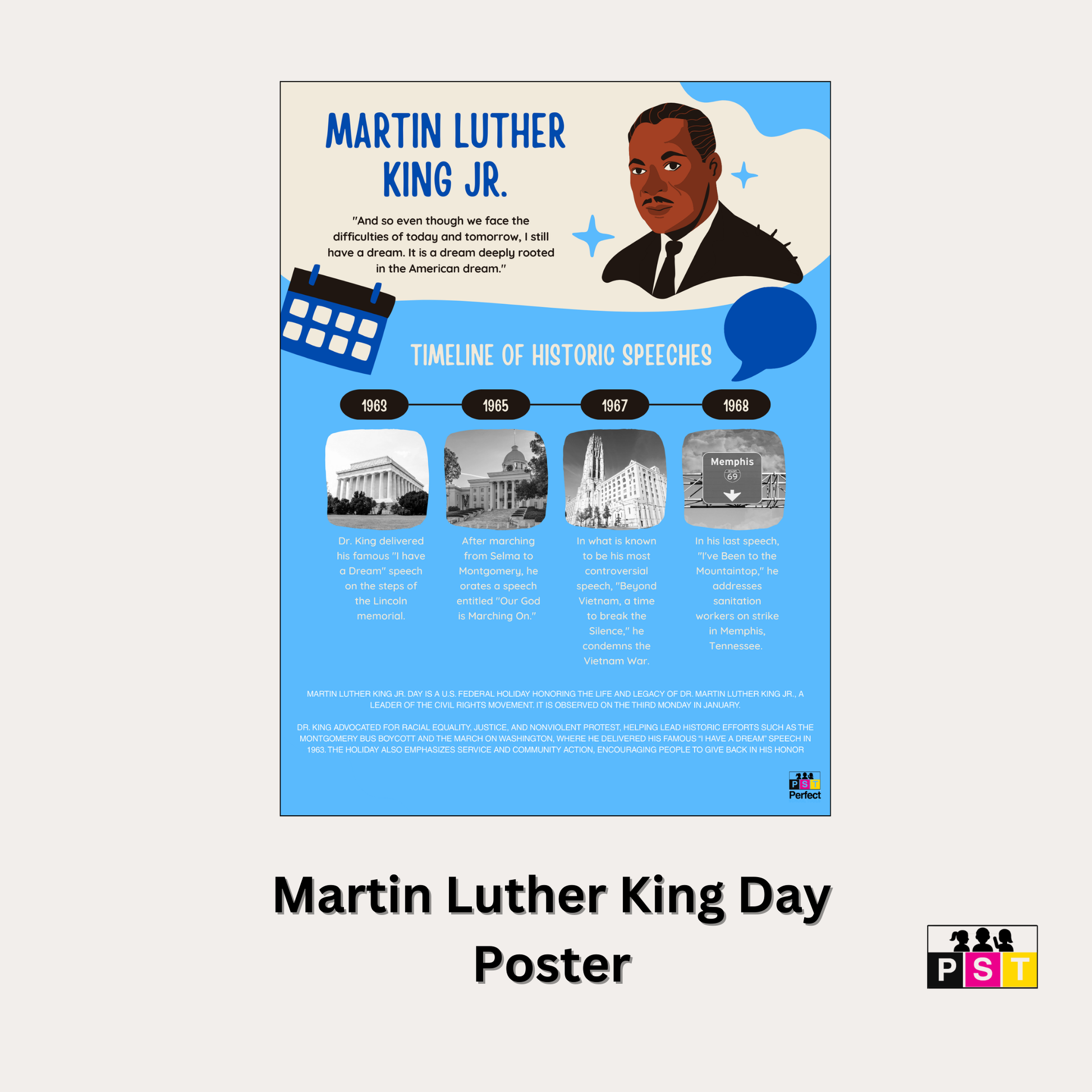 Free poster templete - School Posters - Martin Luther King Day - MLK