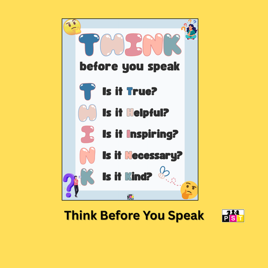 Think Before You Speak Poster - School Poster Template - Perfect Poster Perfect School Tools