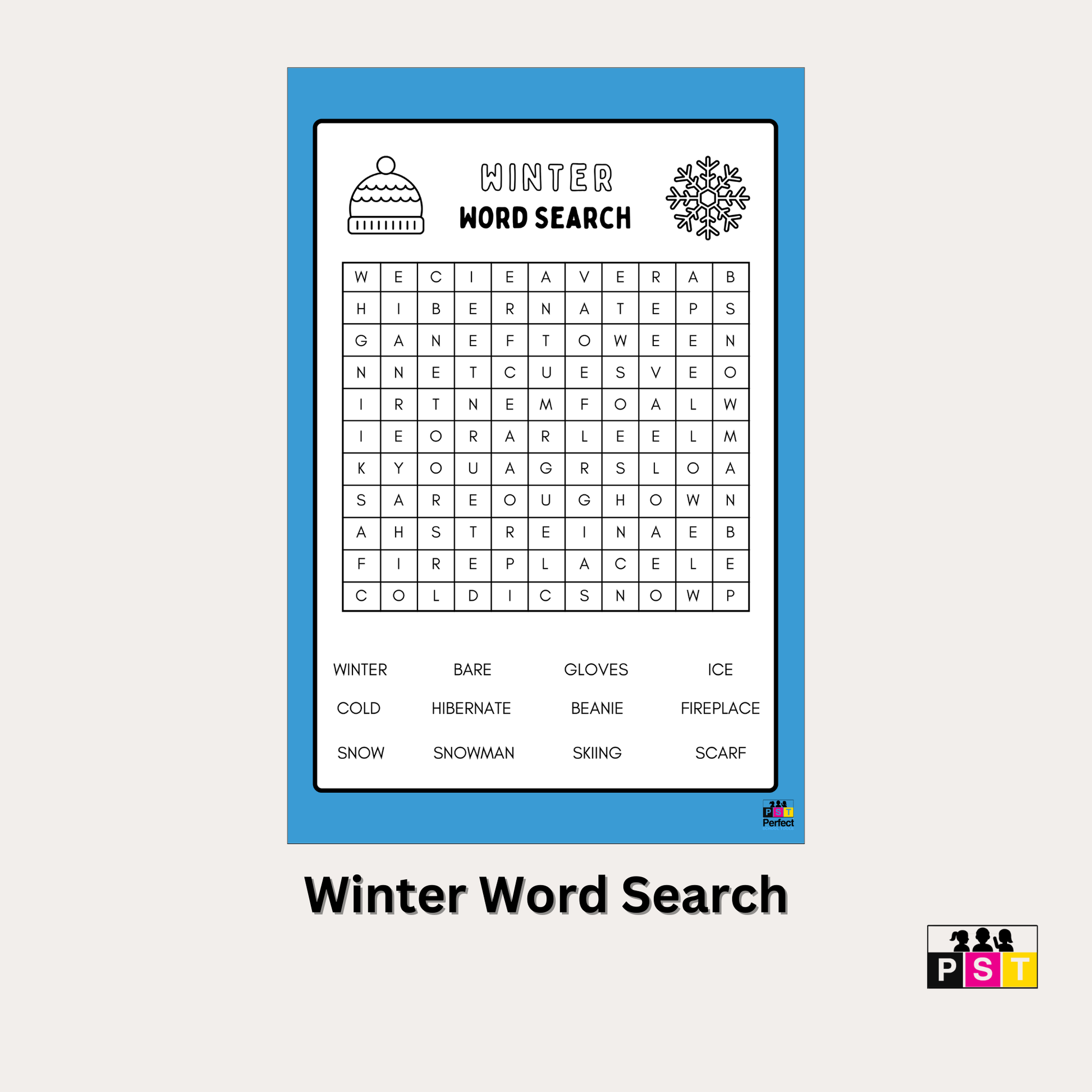 Free poster templete - School Posters = Winter Word Search